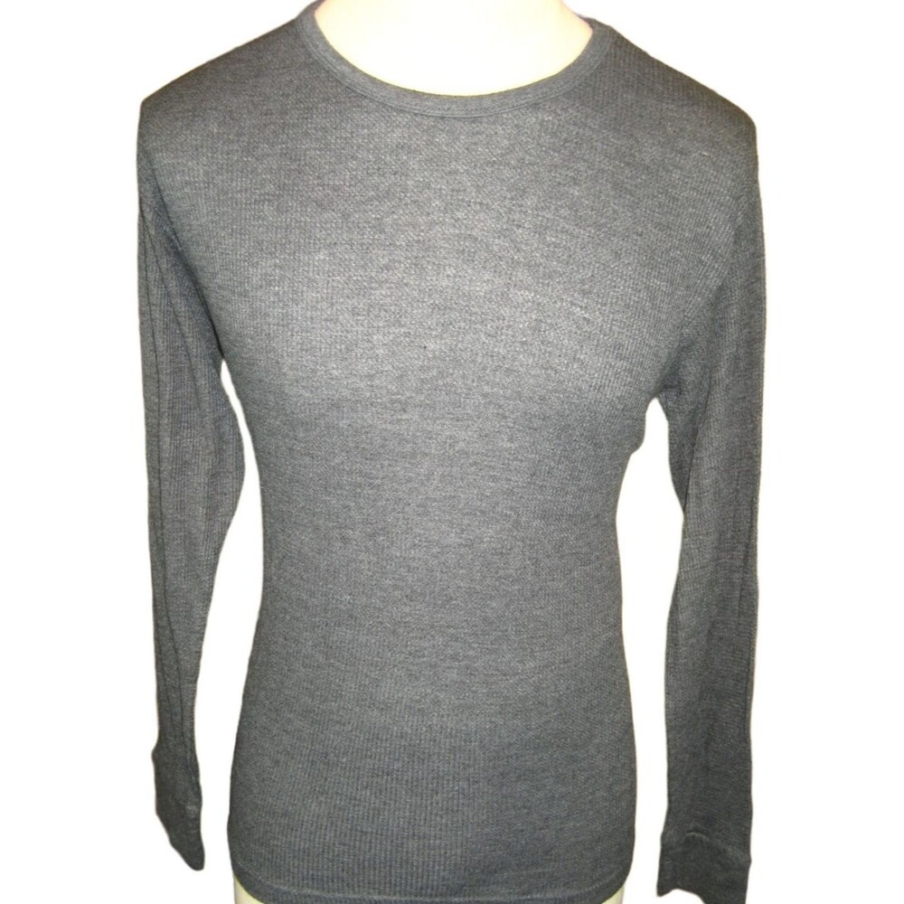 Mens Athletex Charcoal Gray LS Knit Cotton Blend Base Layer Shirt sz M